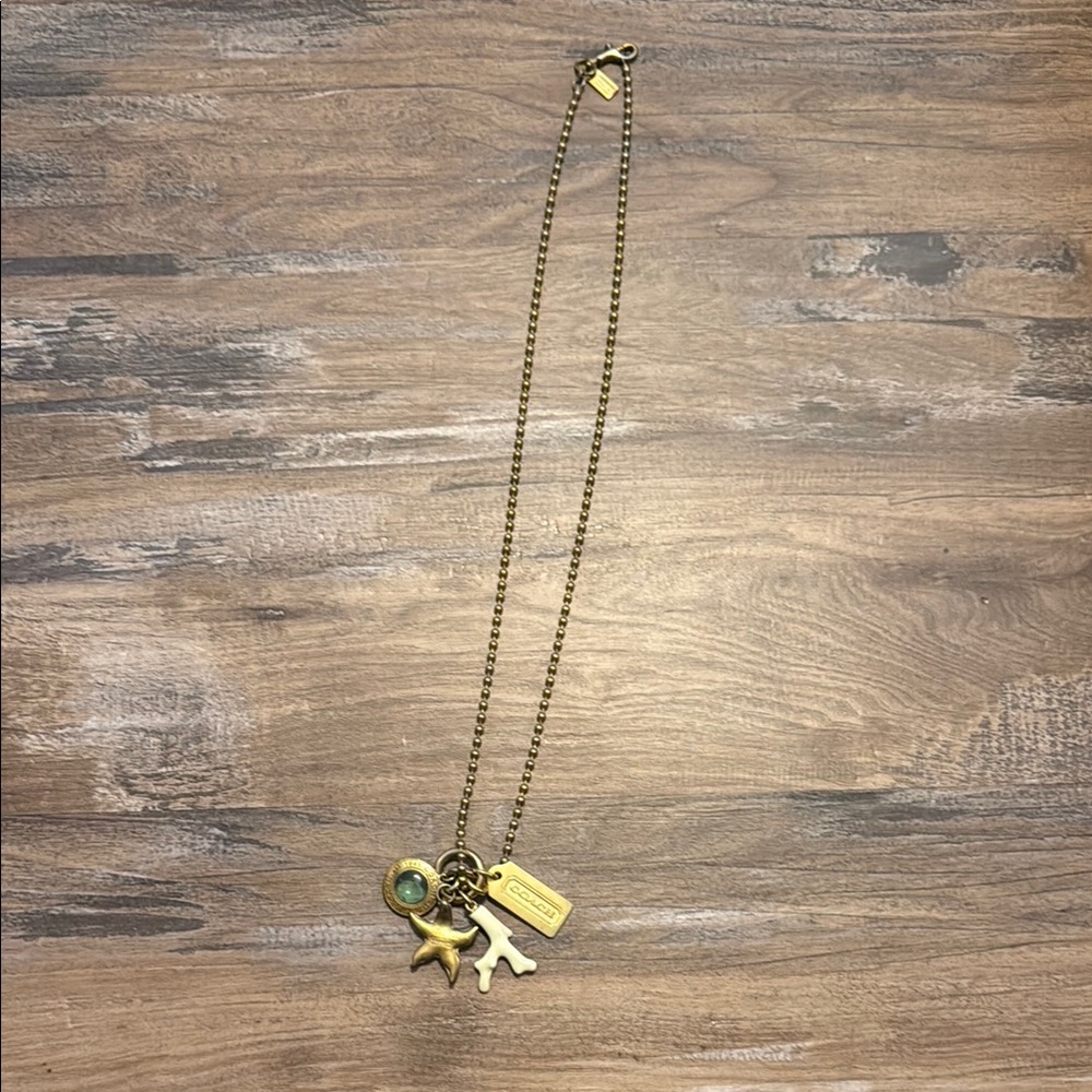 Gold Charm Necklace-COACH